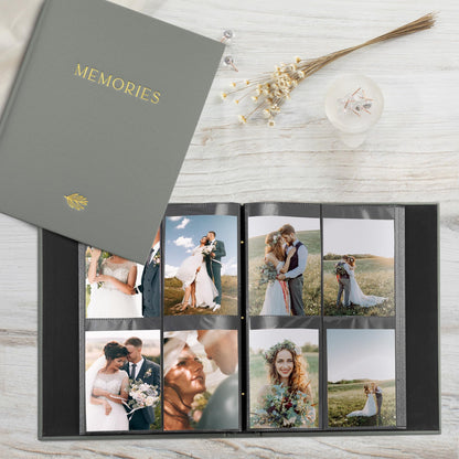 Beautiful Linen Photo Album For 4x6 Photos - Safely Holds Up To 256 Pictures of Unique Memories - The Perfect Large Photo Book To Store All Pictures of Treasured Family, Baby or Wedding Moments