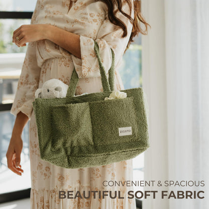 Beautiful Diaper Caddy Organizer - Versatile Storage Basket Easily Holds Diapers, Wipes and Other Baby Necessities - Perfect for Baby Showers, Functional Car Storage & Great Gift for Expecting Mothers