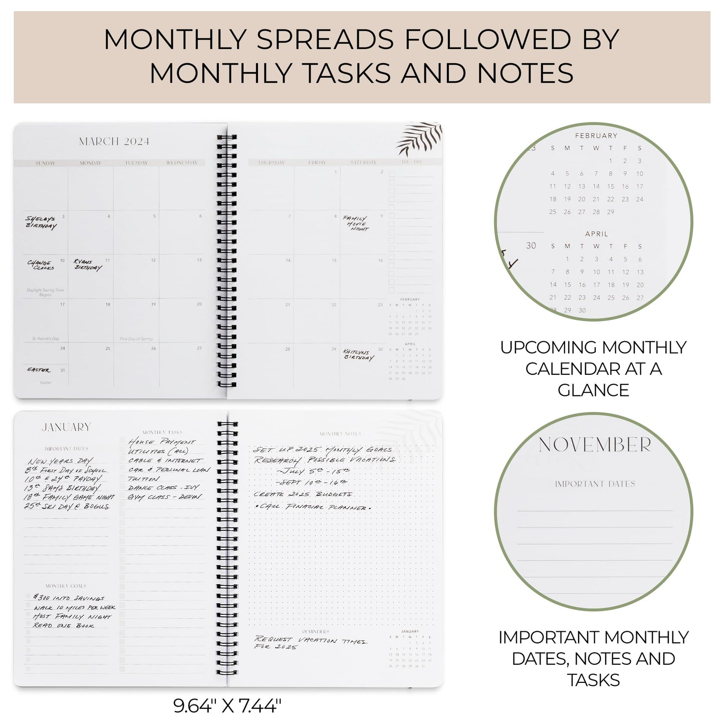 Beautiful 2025 Monthly Planner and Calendar Book - Arched To Do List Notebook Easily Organizes Your Tasks to Boost Productivity - Runs Until December 2025