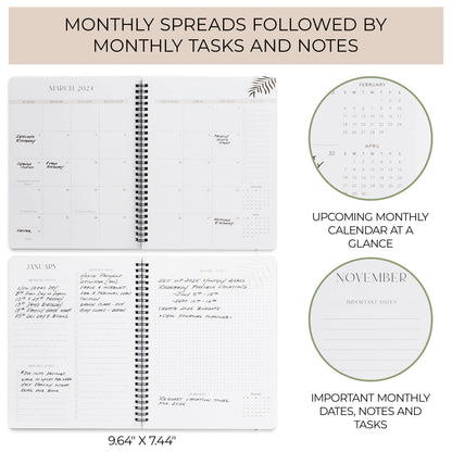 Beautiful 2025 Monthly Planner and Calendar Book - Arched To Do List Notebook Easily Organizes Your Tasks to Boost Productivity - Runs Until December 2025