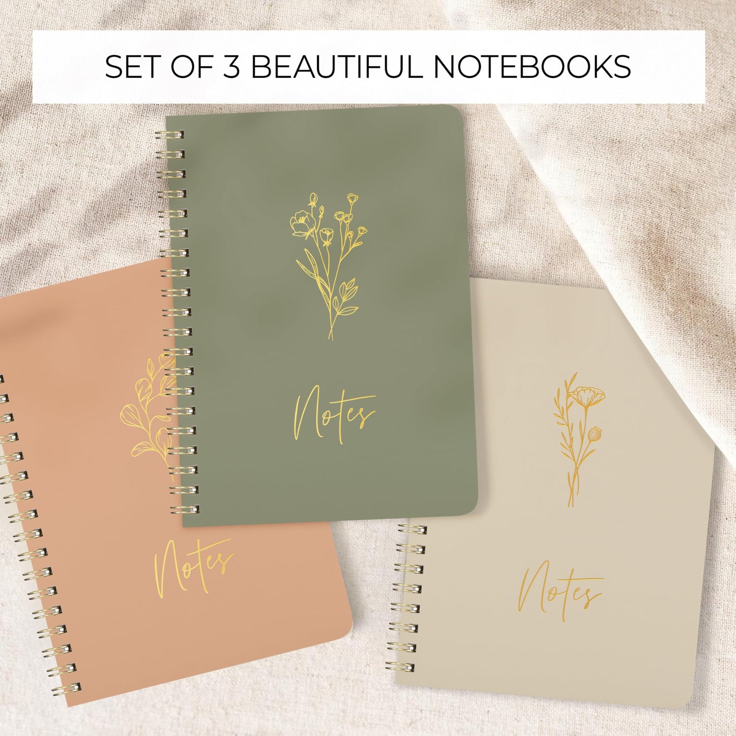 ZICOTO Aesthetic Spiral Notebook Set of 3 For Women - Cute College Ruled 7x5 Journal/Notebook with Lined Pages - Perfect Supplies to Stay Organized at Work or School