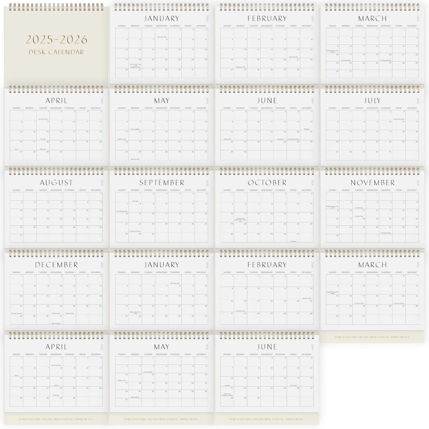 Aesthetic Desk Calendar 2025-2026 - Runs from January 2025 until June 2026 - Beautiful Small Flip Desktop Calendar for Easy Organizing