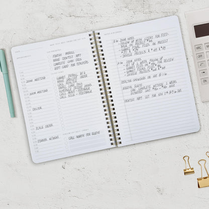 Beautiful Daily Planner And Notebook With Hourly Schedule - Spiral To do List Notepad to Organize Your Tasks And Appointments - Stylish Book And School Or Office Supplies For Women