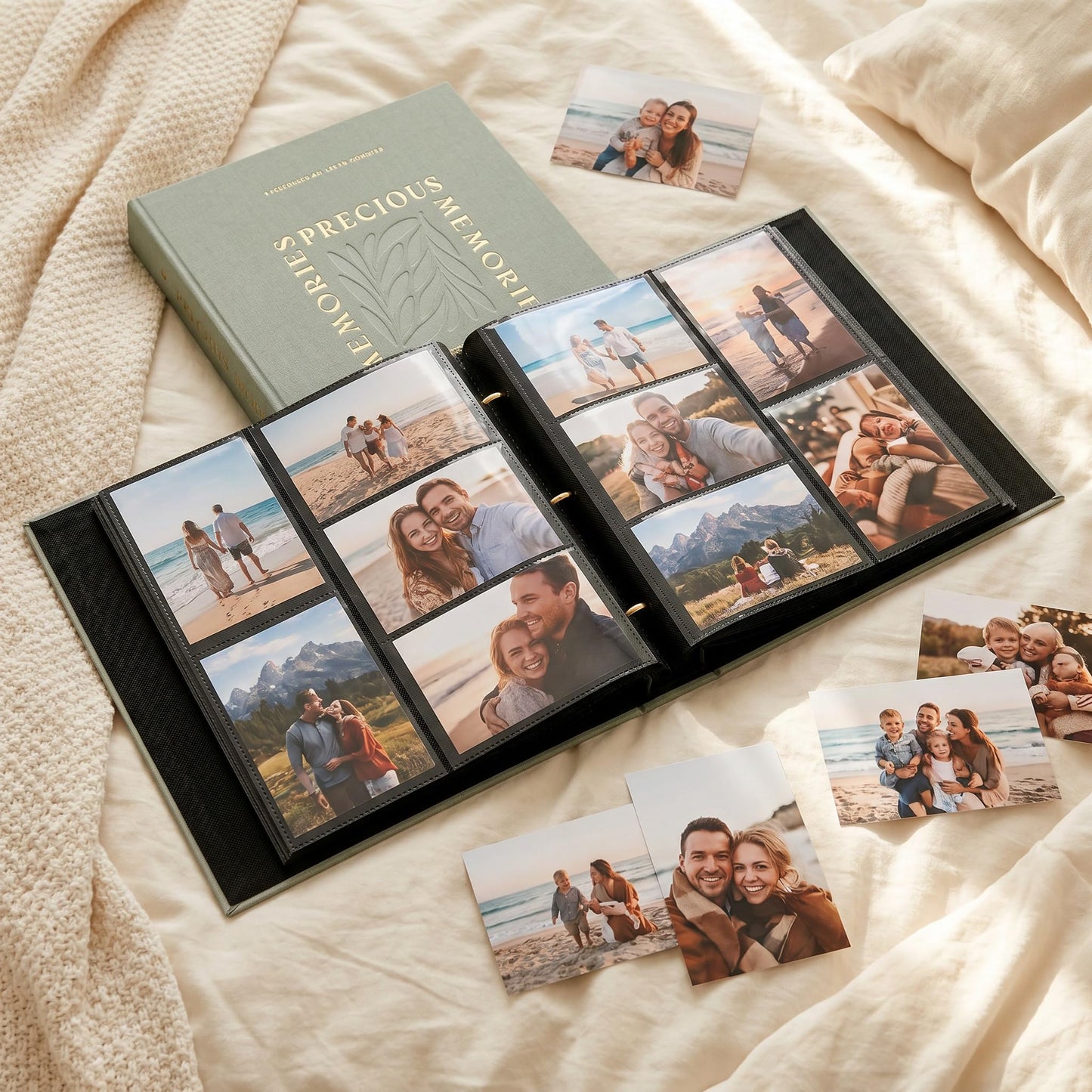 Beautiful Linen Photo Album For 4x6 Photos - Safely Holds Up To 500 Pictures of Unique Memories - The Perfect Big Photo Book To Store All Pictures of Treasured Family, Baby or Wedding Moments