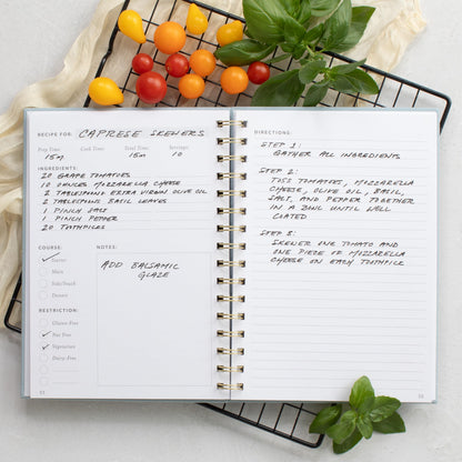 ZICOTO Aesthetic Blank Recipe Book with Linen Cover - The Perfect Recipe Notebook to Write in Your Own Recipes - Beautiful Blank Cookbook to Organize Your Recipes