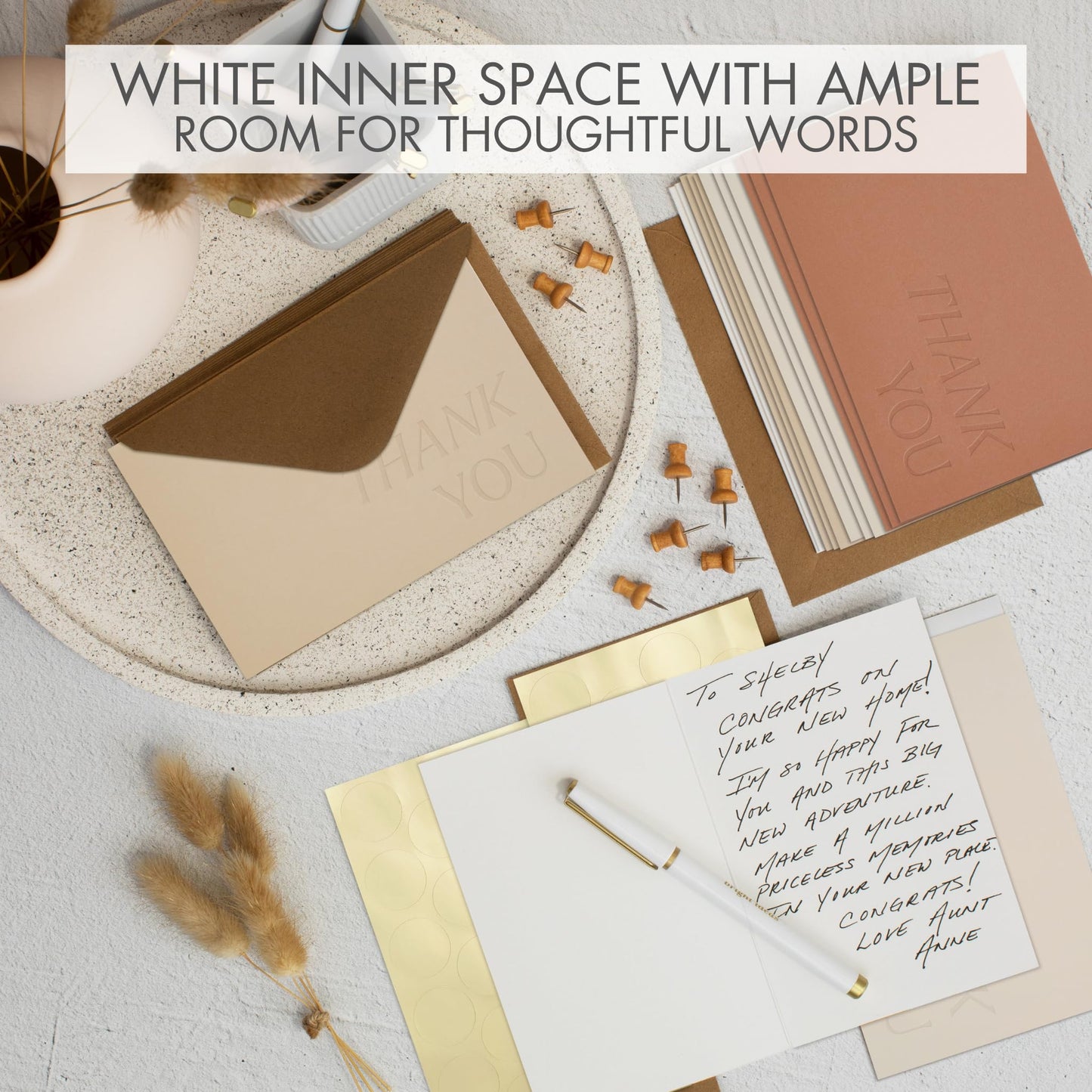 Beautiful Thank You Cards Set of 30 With Envelopes and Stickers - Elegant Blank Cards For Personalized Notes - Perfect Bulk Stationary Set For All Occasions incl. Weddings, Business & Baby Showers