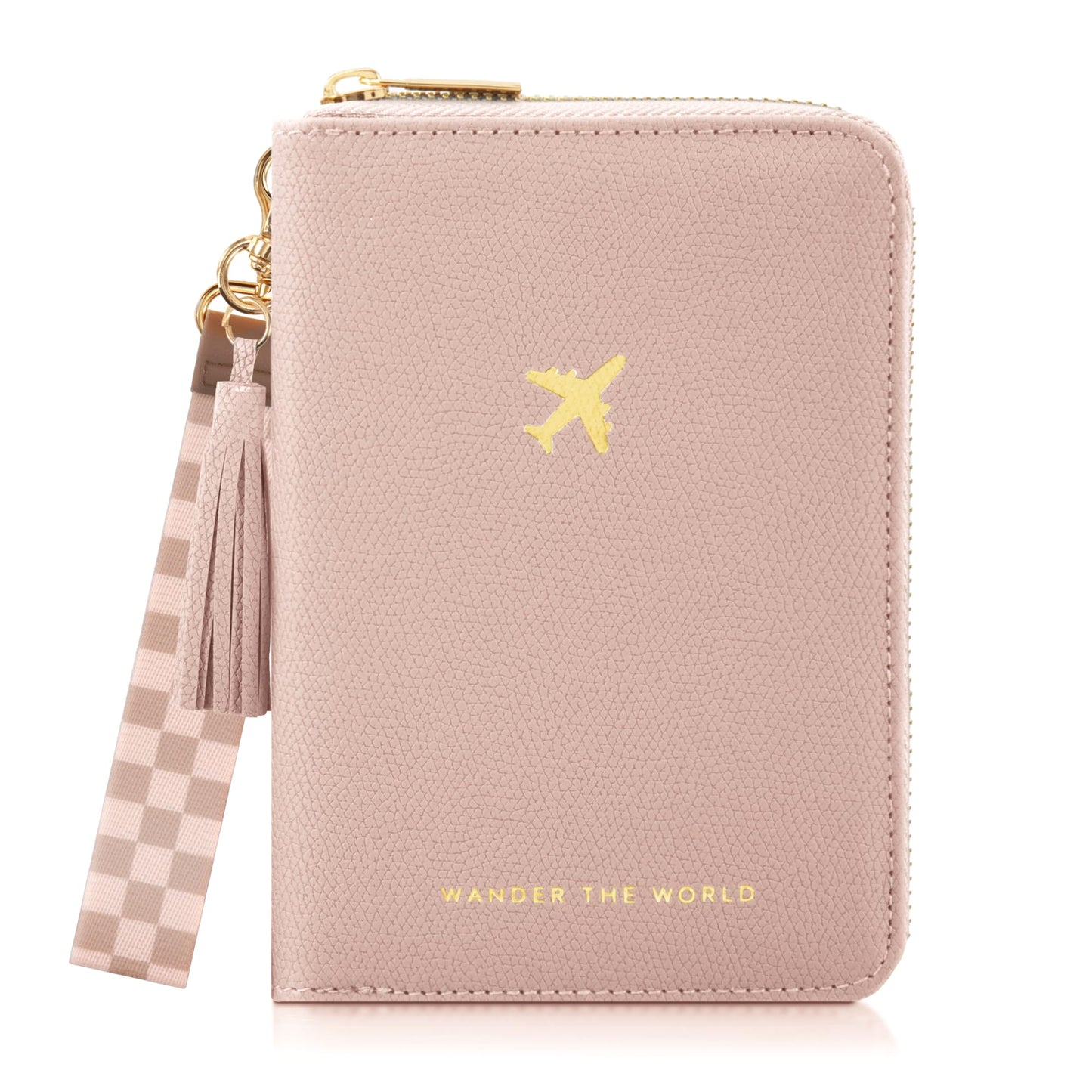 ZICOTO Stylish Passport Holder for Travel with Detachable Wristlet Strap - All-in-One Travel Wallet Organizer for Women, Secure Money Belt Alternative with Card Slots and Tassel Keychain