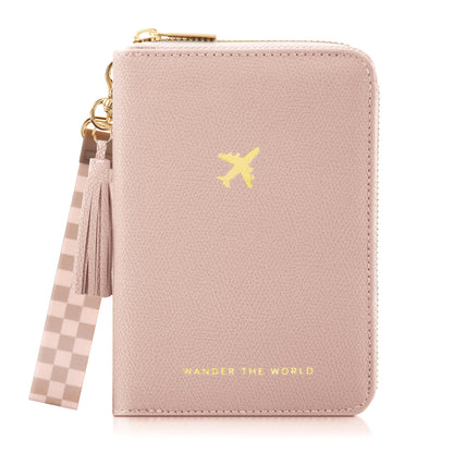 ZICOTO Stylish Passport Holder for Travel with Detachable Wristlet Strap - All-in-One Travel Wallet Organizer for Women, Secure Money Belt Alternative with Card Slots and Tassel Keychain