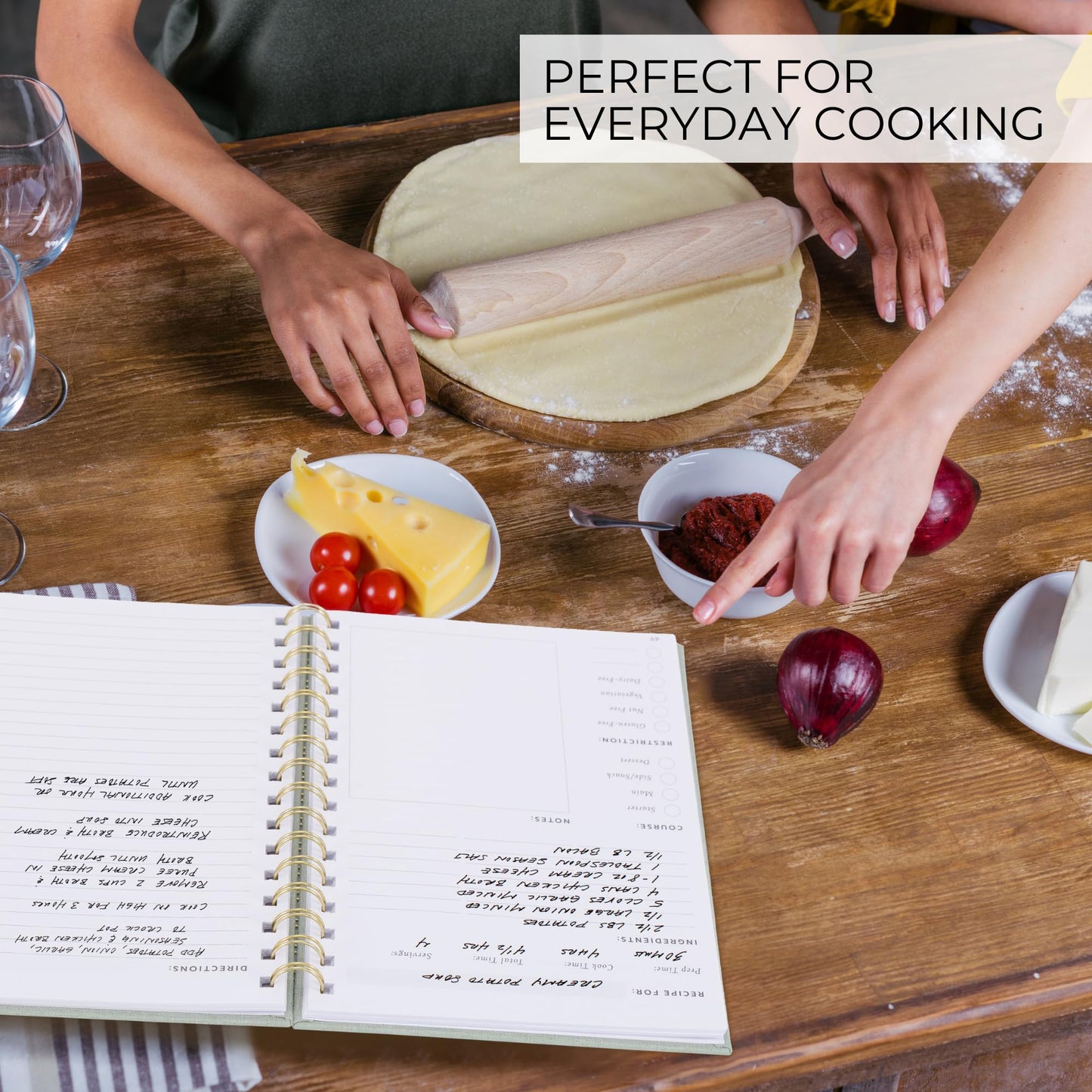 ZICOTO Aesthetic Blank Recipe Book with Linen Cover - The Perfect Recipe Notebook to Write in Your Own Recipes - Beautiful Blank Cookbook to Organize Your Recipes