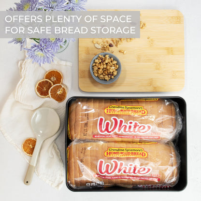 ZICOTO Beautiful Bread Box With Wooden Lid For Your Kitchen Countertop - Spacious Container Perfectly Stores Your Homemade Bread, English Muffins & Bagels - Quality Cutting Board Lid Keeps Loaf Fresh