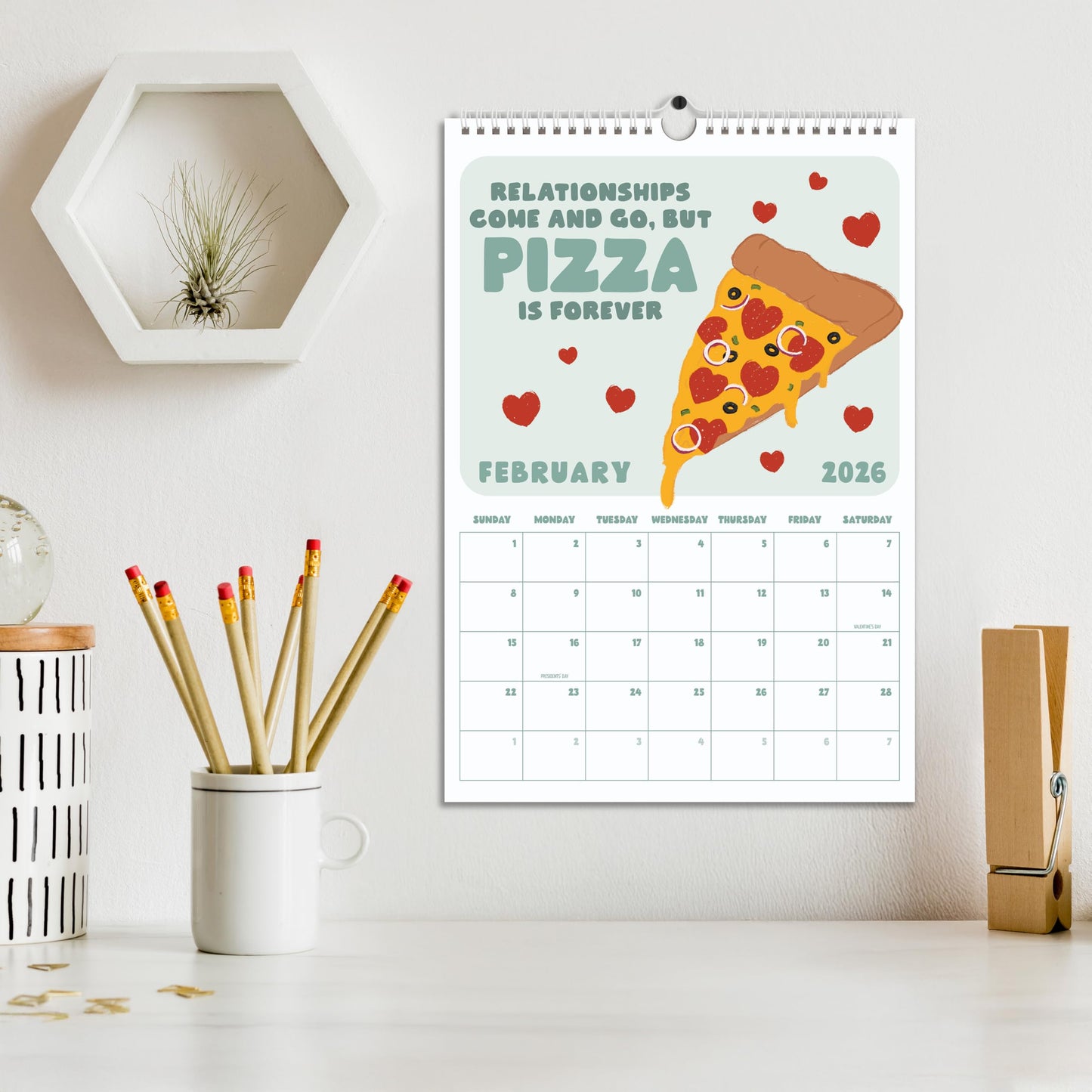 Beautiful 2026 Wall Calendar - Cheeky & Fun Calendar from January to December 2026 - The Perfect Aesthetic Wall Planner for Home or Office