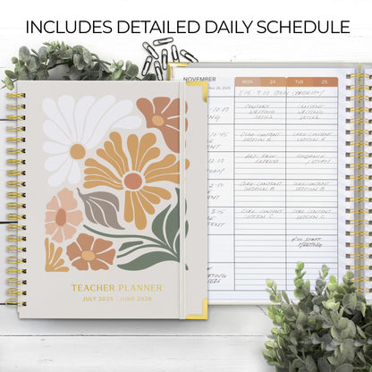 Aesthetic Teacher Planner For The 2025-2026 Academic School Year - Your All Incl. 8.5" x 11" Lesson Plan Book Supplies - Easily Organize Your Daily, Weekly & Monthly Classroom/Homeschool Schedule