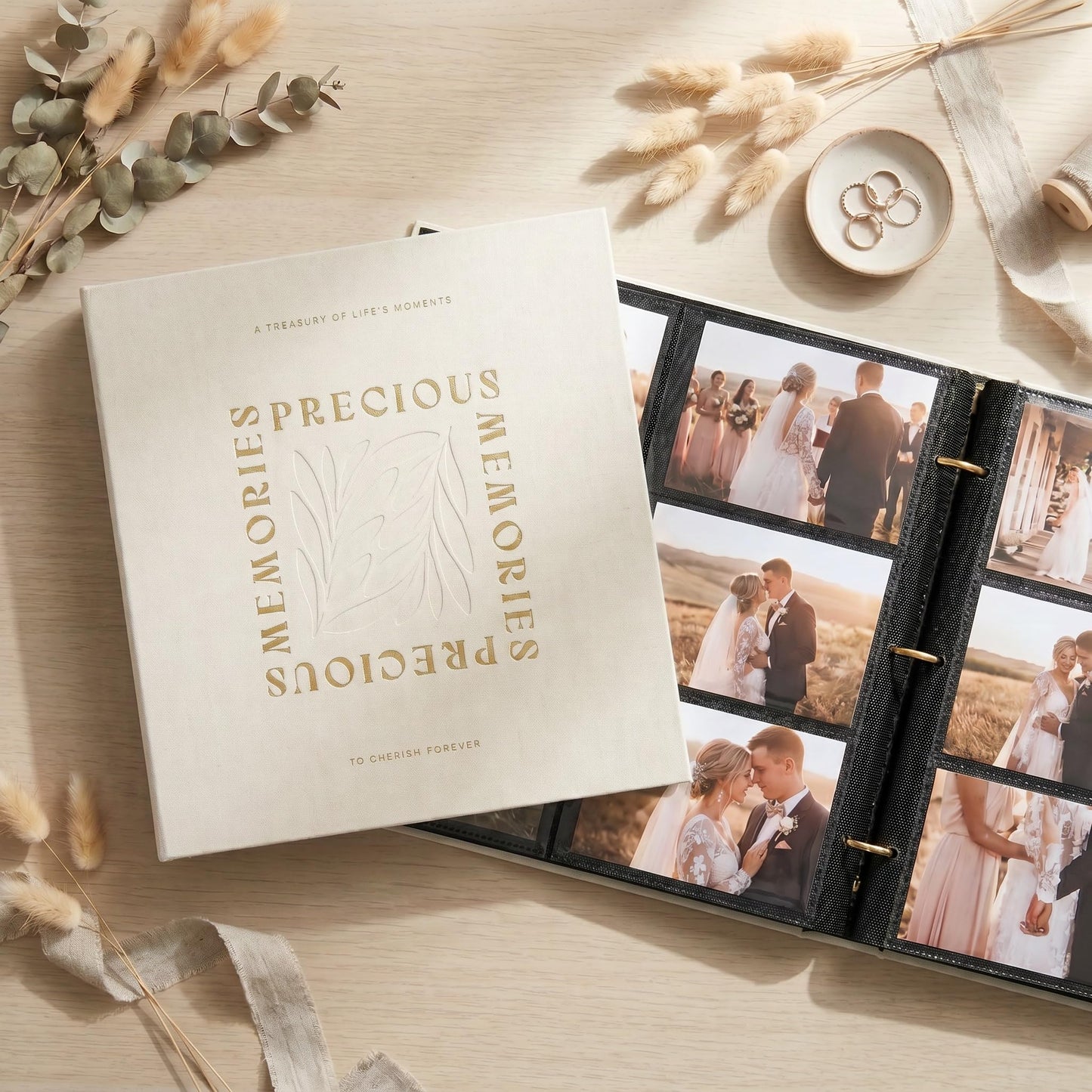 Beautiful Linen Photo Album For 4x6 Photos - Safely Holds Up To 500 Pictures of Unique Memories - The Perfect Big Photo Book To Store All Pictures of Treasured Family, Baby or Wedding Moments