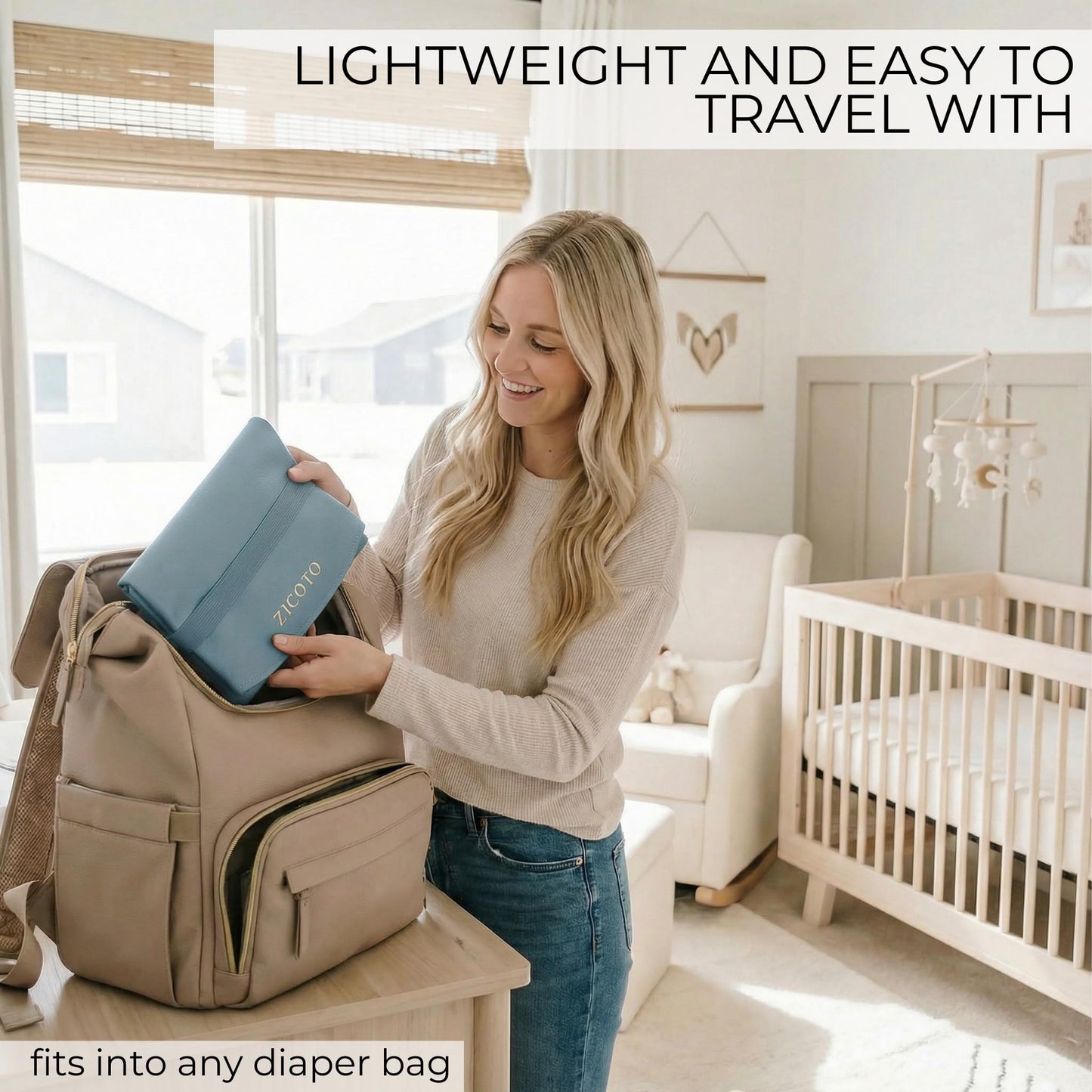 Beautiful Portable Baby Changing Pad - Wipeable and Easy to Clean Diaper Changing Mat - The Perfect Waterproof Vegan Leather Pad for Traveling