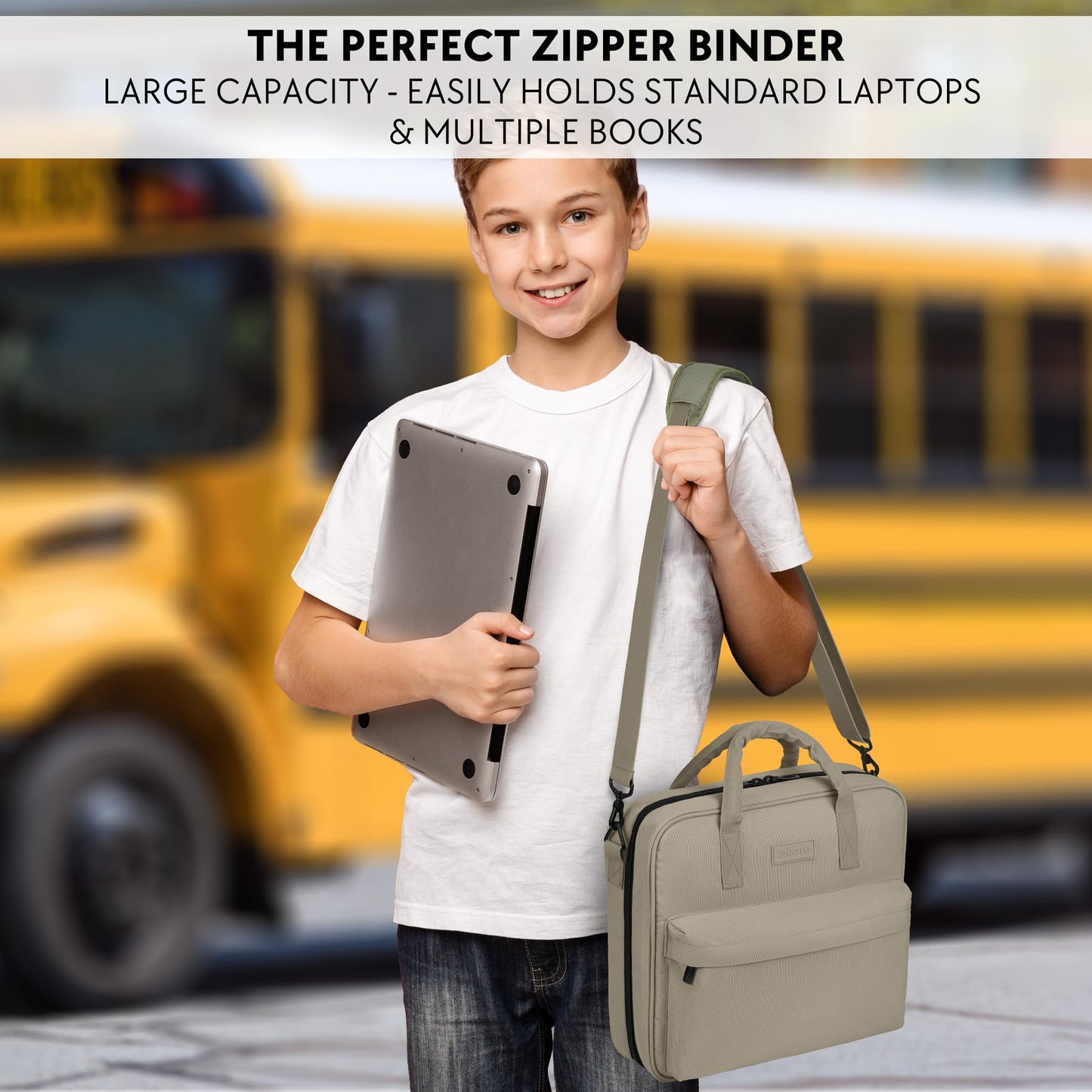 Sturdy 3 Ring Zipper Binder With Shoulder Strap For School - Beautiful 2 Inch Zip Up Binder with Extra Pockets Holds 500 Sheets, Books & Laptop - Easy to Carry and Made Of Durable Premium Fabrics
