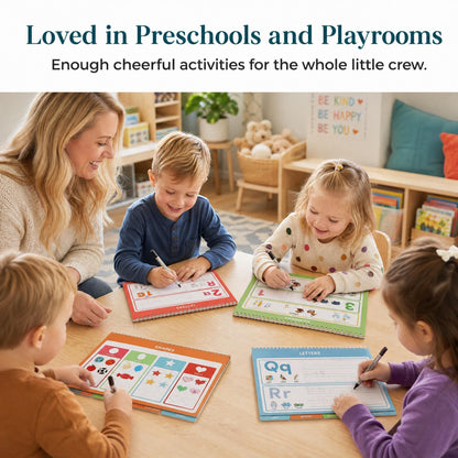 Fun Preschool Workbooks for Kids Age 3-5 - Reusable Dry Erase Tracing Books for Toddlers Ages 3-4 w Dry Erase Marker - 40+ Activities of ABC Letter, Number & Writing Practice for Preschool Learning