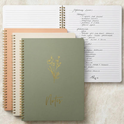 ZICOTO Aesthetic Spiral Notebook Set of 3 For Women - Cute College Ruled 8x6 Journal/Notebook with Large Pockets And Lined Pages - Perfect Supplies to Stay Organized at Work or School