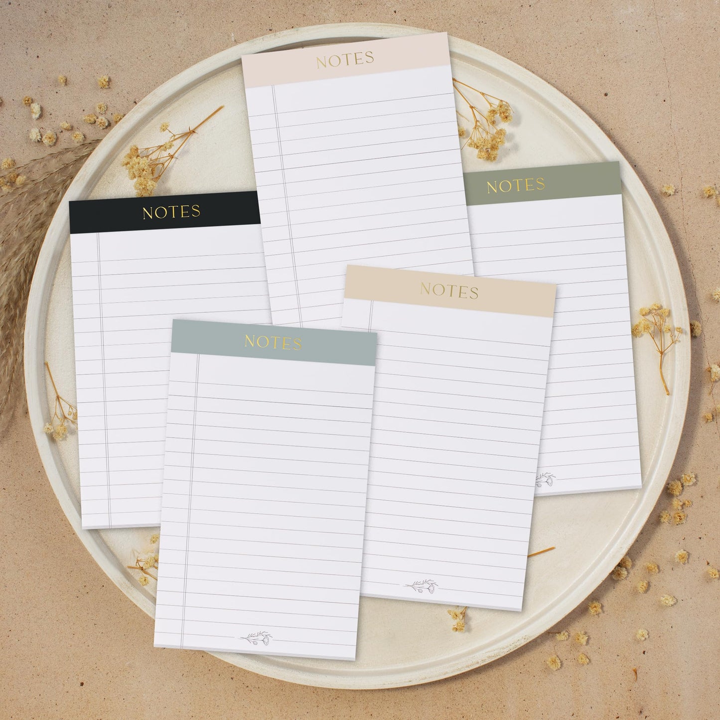 ZICOTO Aesthetic Note Pads Set Of 5 - Quality 5x8 inch Lined Legal Pads For Women Or Men - The Perfect Writing Notepads and Office Desk Supplies to Easily Organize Your To-Do Lists