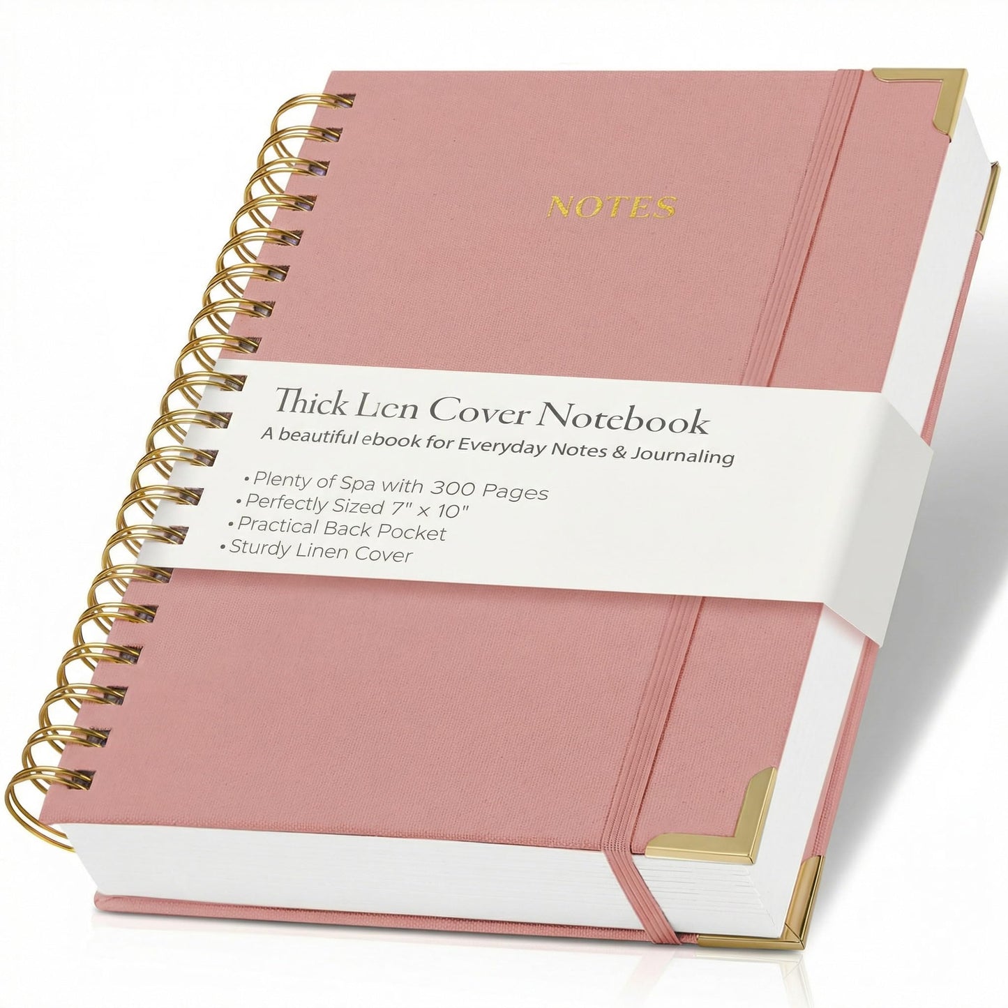 Aesthetic Thick Spiral Notebook Journal For Women in B5 Format - Stylish Linen Hardcover College Ruled Note Book w 300 Lined Pages - Cute Supplies For Bible Study & Staying Organized at Work or School