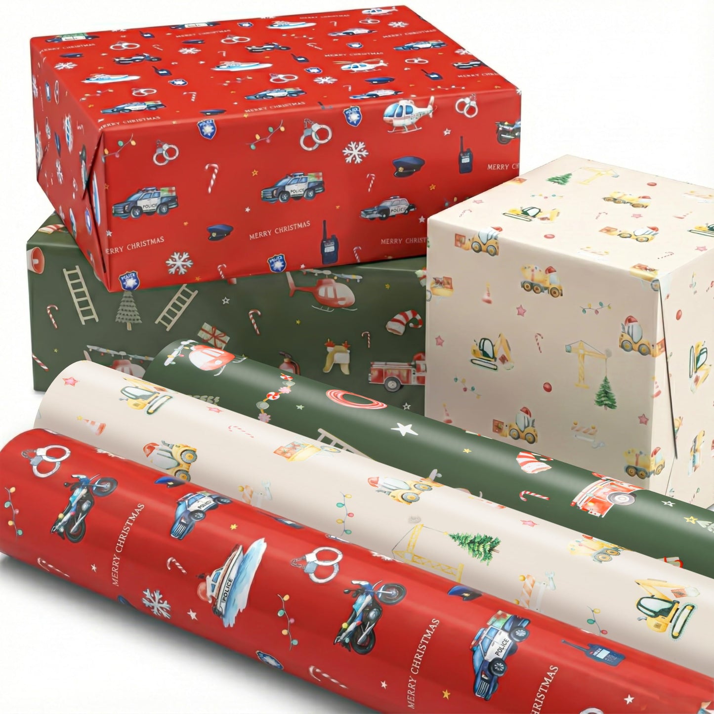 ZICOTO Beautiful Christmas Wrapping Paper Roll Set - Cute Set of 3 Quality Rolls With Lovely Designs for Girls and Boys Gifts- Add a Touch of Magic to Every Kids Gift You Wrap - 17 x 120 in