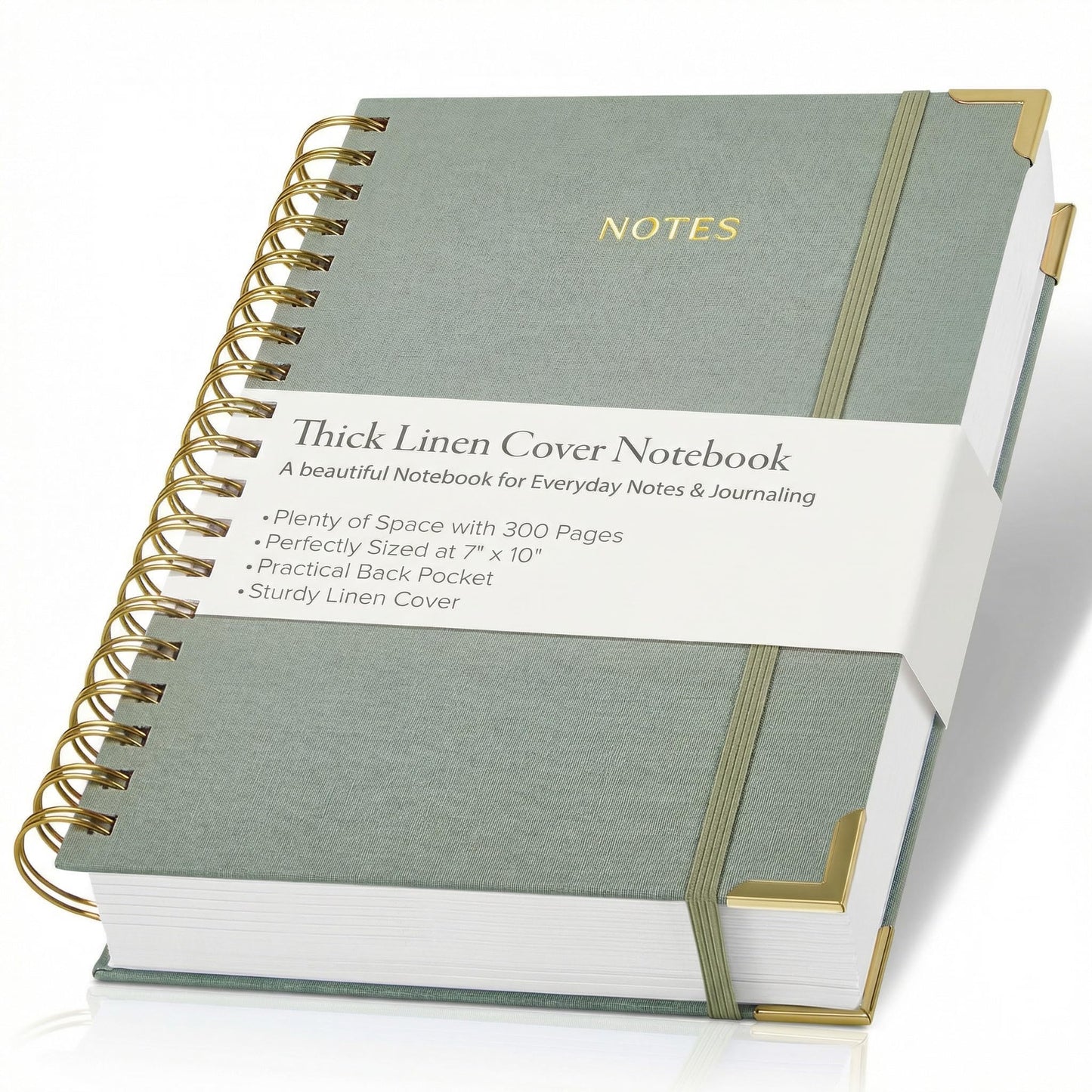 Aesthetic Thick Spiral Notebook Journal For Women in B5 Format - Stylish Linen Hardcover College Ruled Note Book w 300 Lined Pages - Cute Supplies For Bible Study & Staying Organized at Work or School