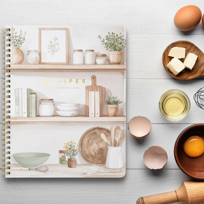Aesthetic Recipe Book for 100+ Cherished Meals - Spacious 8.25 x 10" Notebook to Write In Your Own Recipes - Beautiful Blank Cookbook for Seamless Homemade Dish Planning