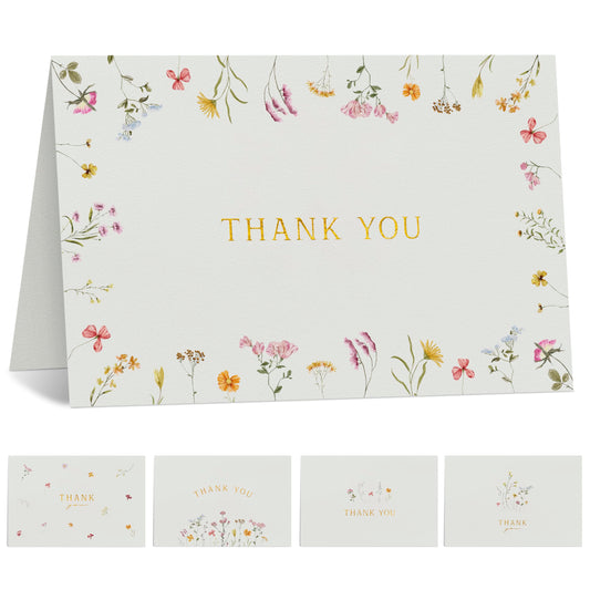 Beautiful Thank You Card Set With Envelopes and Stickers - Set of 20 Elegant Blank Cards For Personalized Notes - Perfect Bulk Stationary Set For All Occasions incl. Weddings, Business & Baby Showers