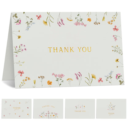 Beautiful Thank You Card Set With Envelopes and Stickers - Set of 20 Elegant Blank Cards For Personalized Notes - Perfect Bulk Stationary Set For All Occasions incl. Weddings, Business & Baby Showers