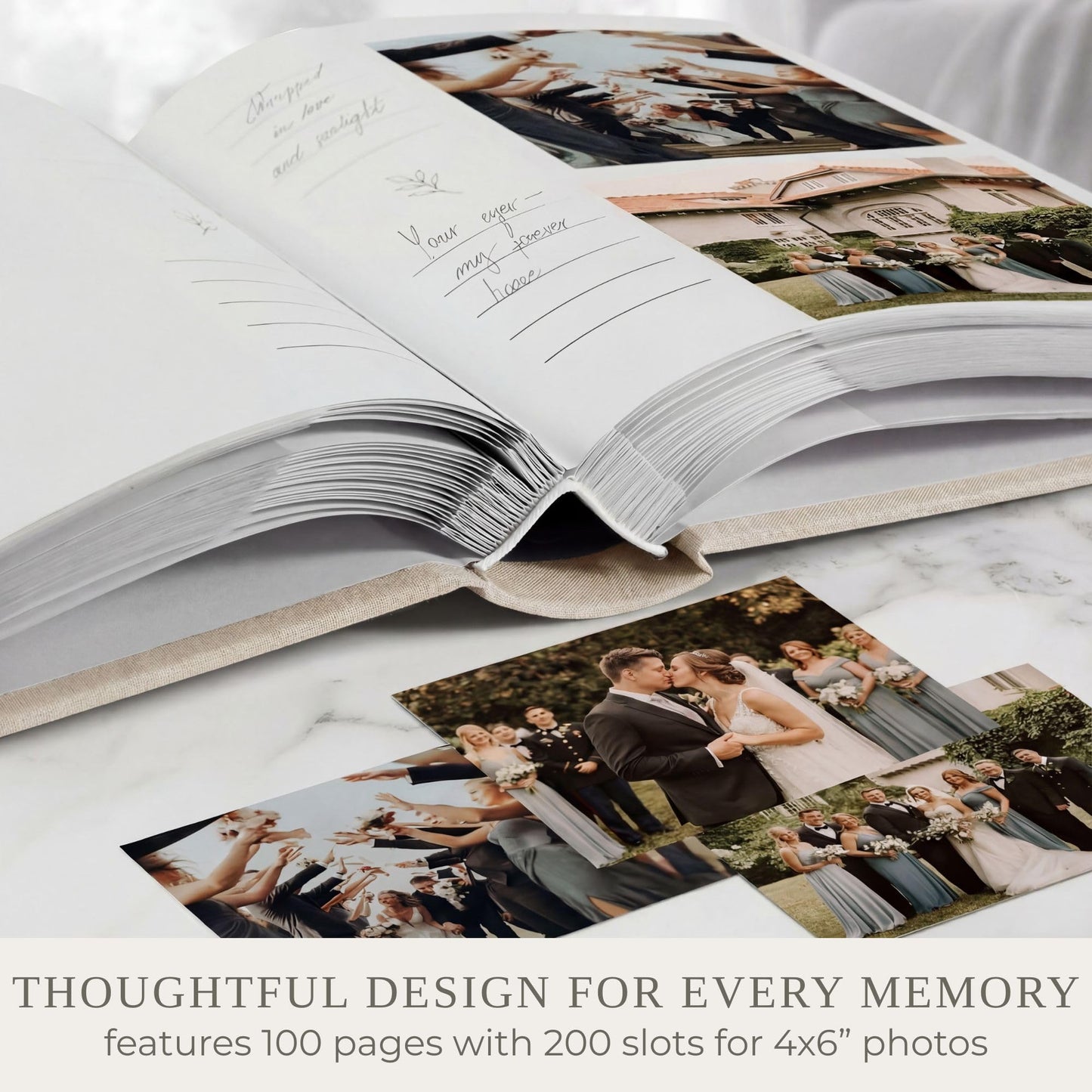 Beautiful Photo Album for 4x6 Pictures - Perfect Picture Book for Wedding, Baby Shower and more - 200 Photo Slots Albums to Collect Your Memories