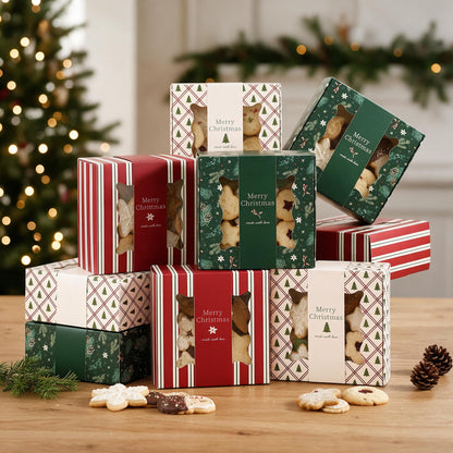 ZICOTO Beautiful Christmas Cookie Boxes Set Of 9 - Cute Containers to Share