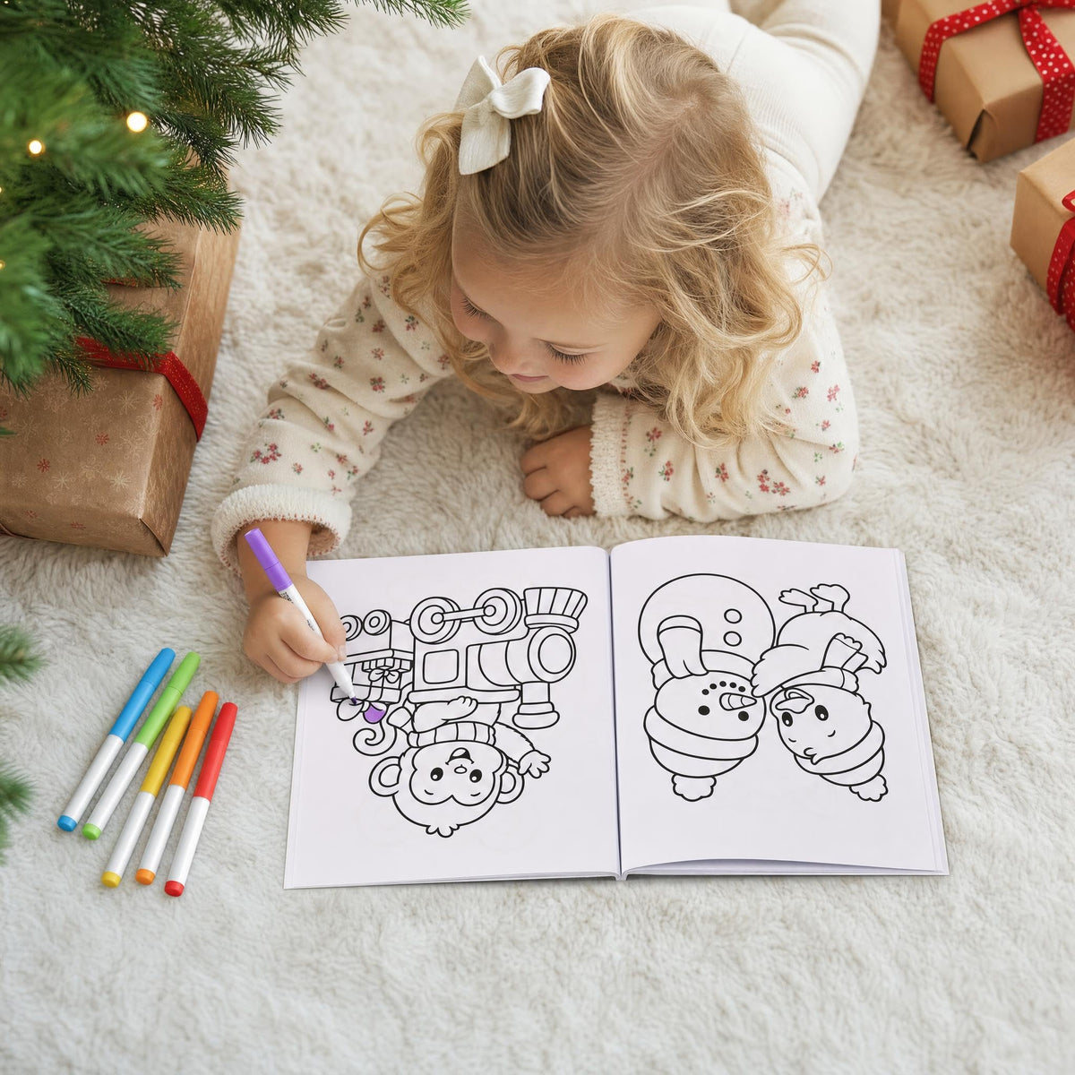 Fun Christmas Coloring Books for Kids Set of 3 - Beautiful Holiday Themes