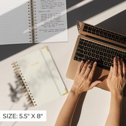 Aesthetic Thick Spiral Notebook Journal For Women in B5 Format - Stylish Linen Hardcover College Ruled Note Book w 300 Lined Pages - Cute Supplies For Bible Study & Staying Organized at Work or School