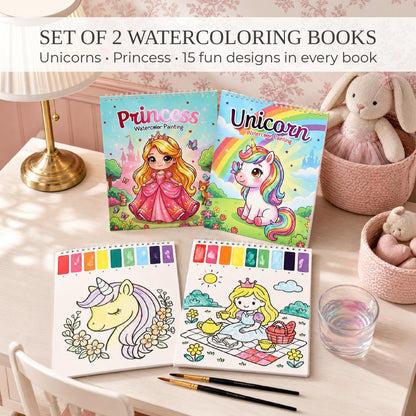 Fun Watercolor Books for Kids and Toddlers - Set of 2 Paint by Number Books