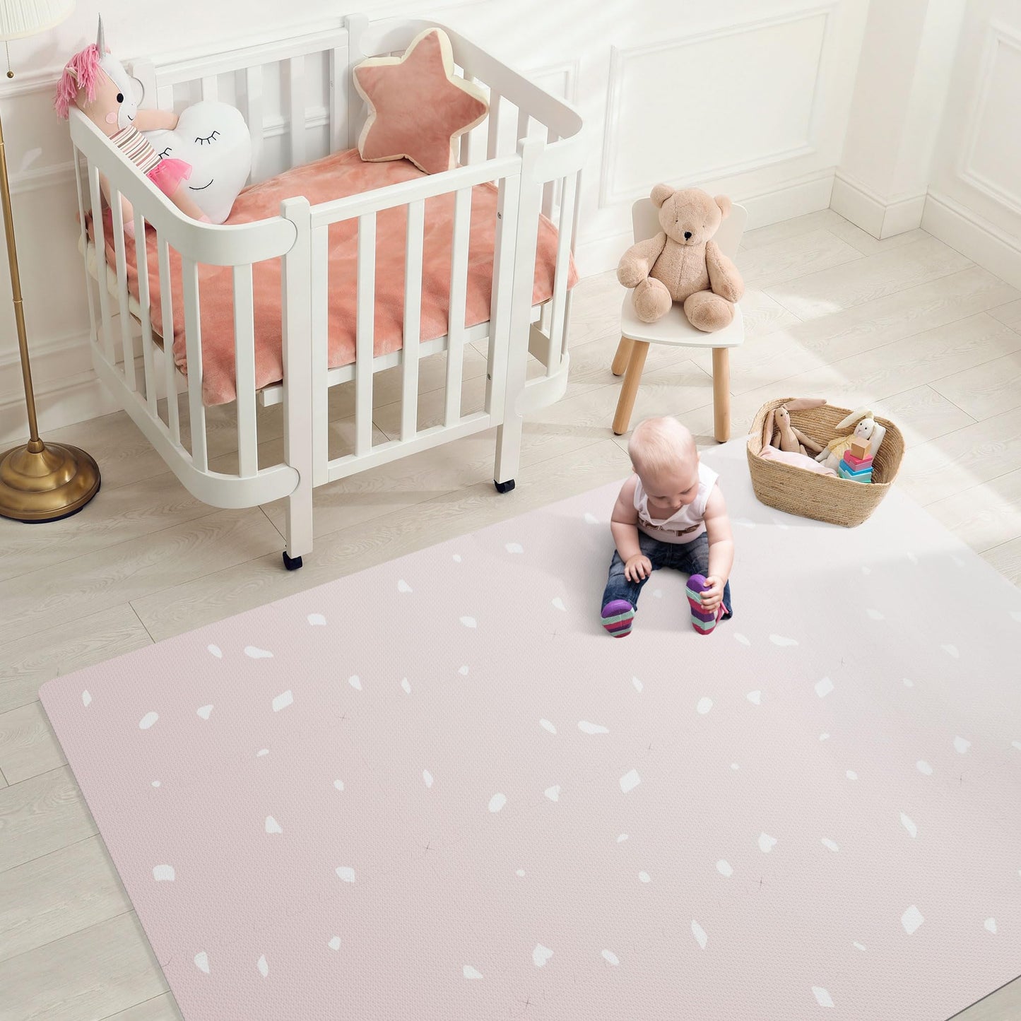 Stylish Baby Play Mat - Soft, Easy to Clean 5.6 x 4 ft. Floor Mat Creates A Safe Play Area for Your Baby Boy or Girl - The Perfect Modern Foam Playmat Fits Nicely with Your Kids Playroom Or Home Decor