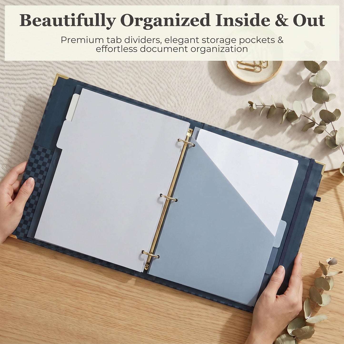 ZICOTO Elegant Clipboard Binder with Dividers - Professional Document Portfolio Notepad for Office, School, Home - with Tabs and File Folder for Easy Organization