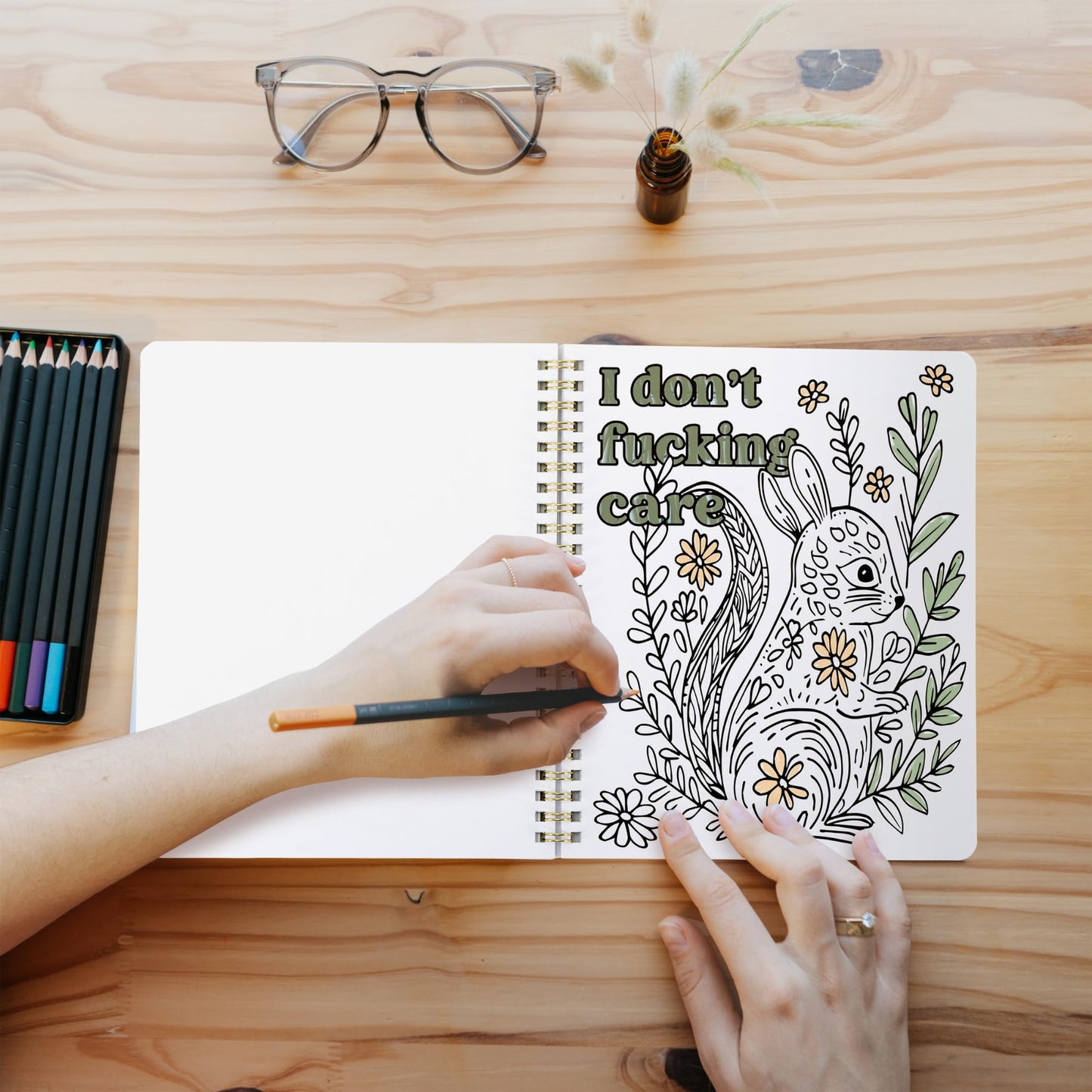 Beautiful Coloring Book Set of 2 for Adult Relaxation - Funny Coloring Books with Floral Designs for a lot of Laughs - The Perfect Stress-Relieving Gift for Women