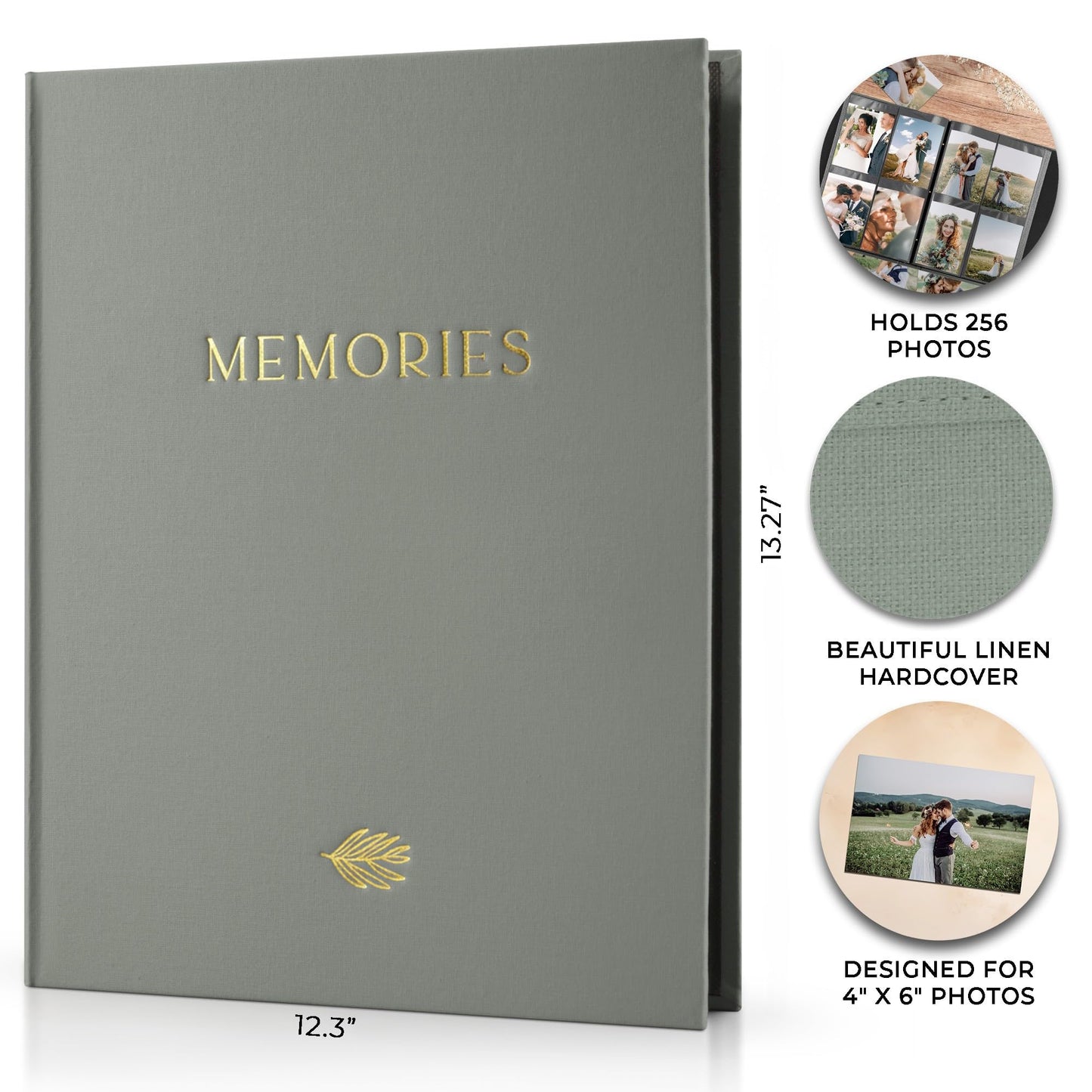 Beautiful Linen Photo Album For 4x6 Photos - Safely Holds Up To 256 Pictures of Unique Memories - The Perfect Large Photo Book To Store All Pictures of Treasured Family, Baby or Wedding Moments