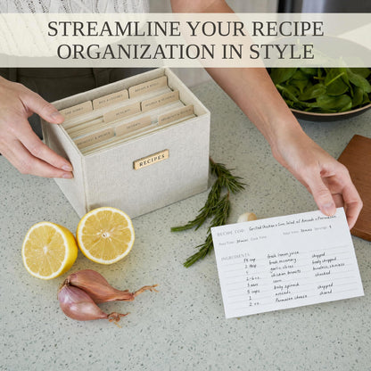 Beautiful Recipe Box with Wooden Lid - Incl. 50x 4x6" Recipe Cards and Matching Dividers to Easily Organize Up to 250 Recipes - A Sturdy Card Holder And Great Gift that Perfectly Fits into Any Kitchen