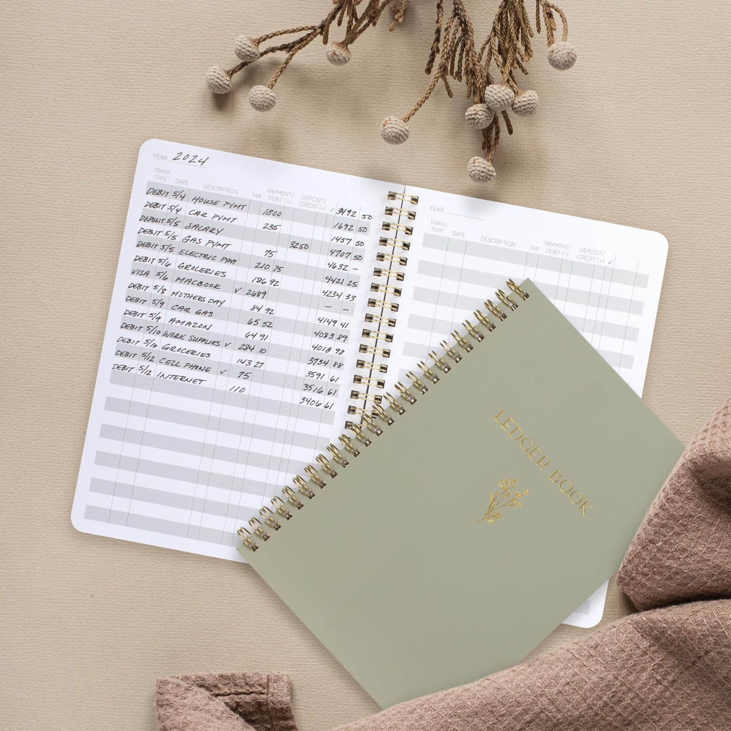 ZICOTO Easy to Use Accounting Ledger Book - The Perfect Expense Tracker Notebook for Your Small Business - Beautiful Personal Finance Checkbook, Income and Expense Log Book