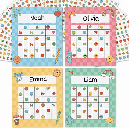 Fun Reward Charts for Kids with Stickers - 80 Motivational Behavior Charts for Classroom or Home - Complete Set incl. +3000 Colorful Incentive Stickers to Build Positive Habits & Daily Routine