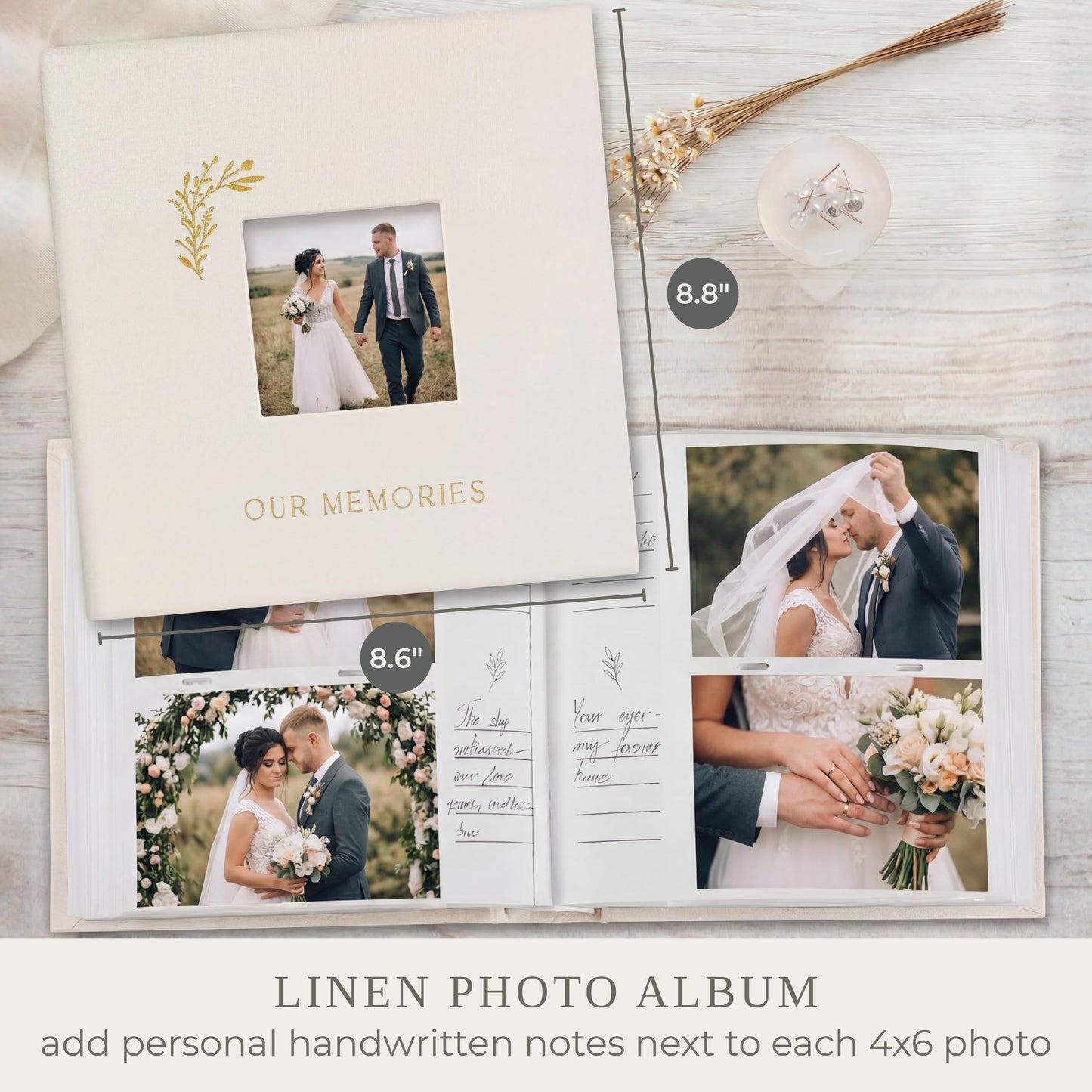 Beautiful Photo Album for 4x6 Pictures - Perfect Picture Book for Wedding, Baby Shower and more - 200 Photo Slots Albums to Collect Your Memories