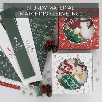 Beautiful Christmas Cookie Boxes Set Of 9 - Cute Containers Are Perfect To Share Delicious Homemade Cookies, Candy Or Cupcakes With Friends & Family - Sturdy Tins With Lids For Holiday Gift Giving