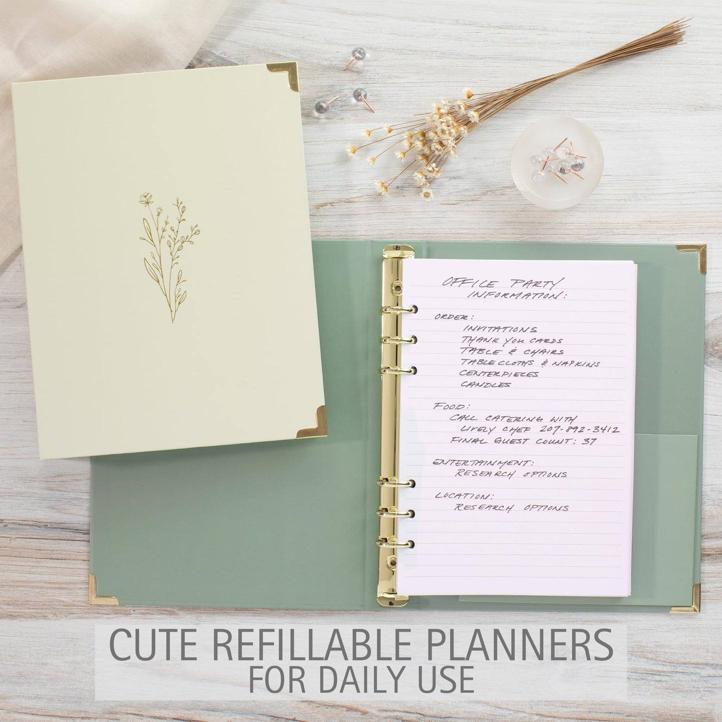 Aesthetic 6 Ring A5 Binder Set of 2 - The Perfect Small 0.75 Inch Planner Binder for Journaling or Collections - Refillable Notebook Holder with Pocket