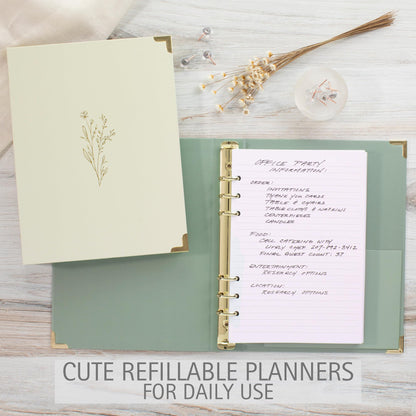 Aesthetic 6 Ring A5 Binder Set of 2 - The Perfect Small 0.75 Inch Planner Binder for Journaling or Collections - Refillable Notebook Holder with Pocket