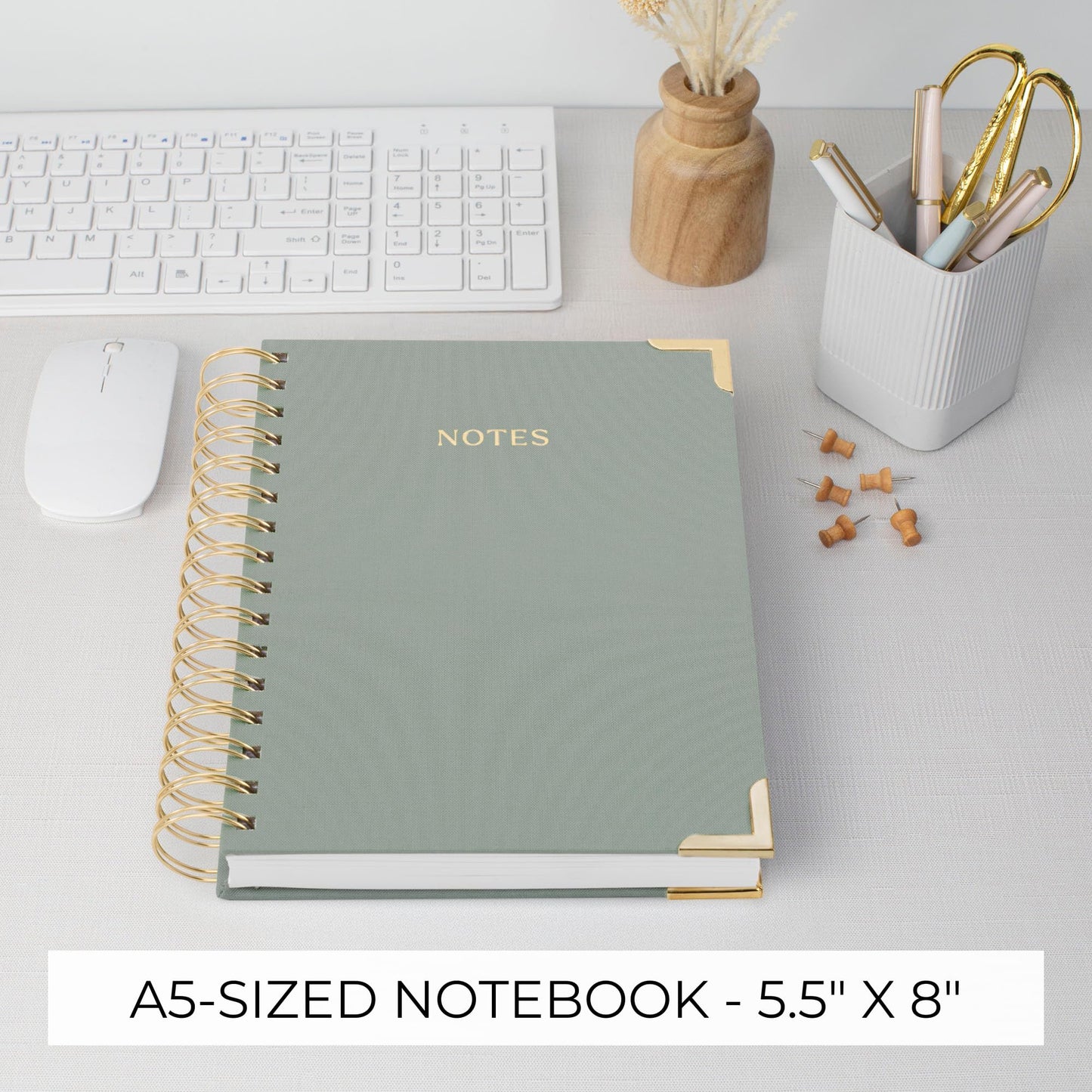 Aesthetic Thick Spiral Notebook Journal For Women in B5 Format - Stylish Linen Hardcover College Ruled Note Book w 300 Lined Pages - Cute Supplies For Bible Study & Staying Organized at Work or School