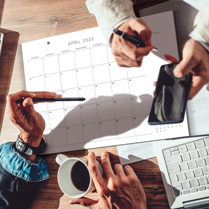 Beautiful Desk Calendar - Runs from January 2022 until July 2023-17"x11" Minimalistic Office Desktop/Wall Calendar for Easy Planning