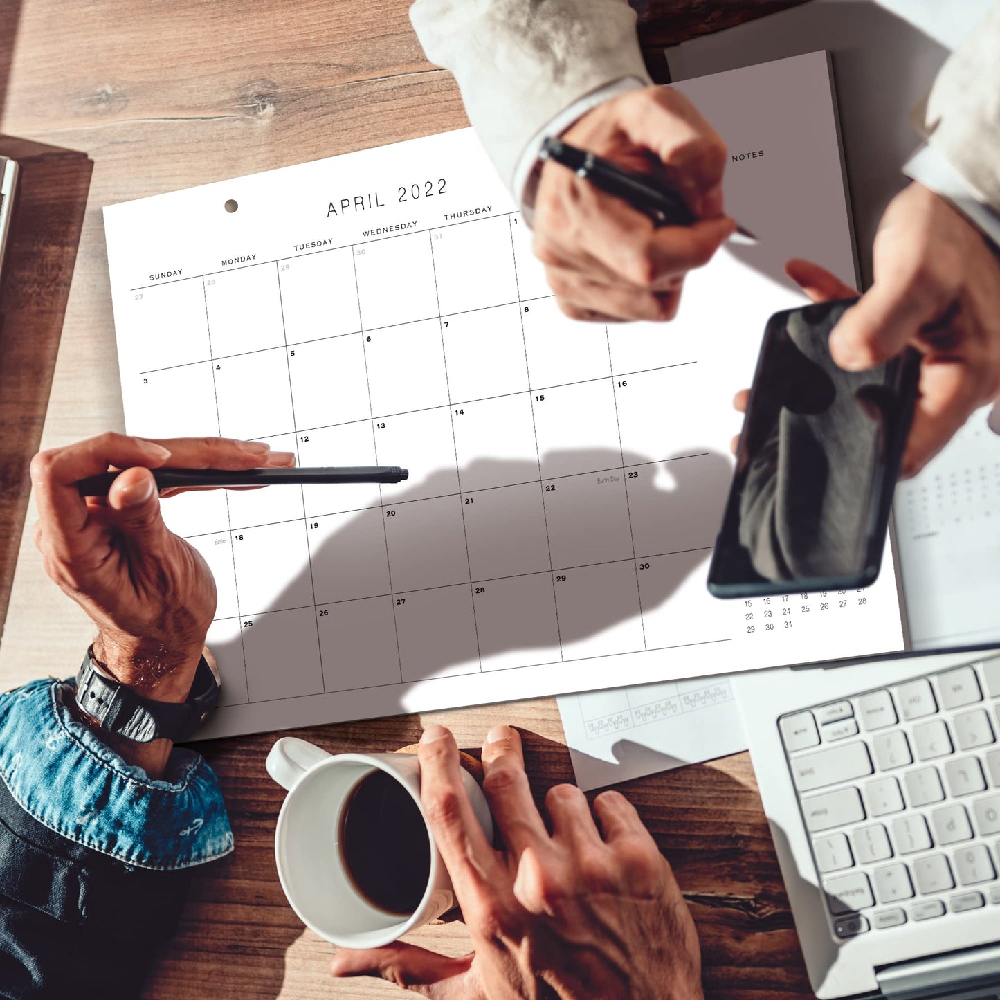 Beautiful Desk Calendar - Runs from January 2022 until July 2023-17"x11" Minimalistic Office Desktop/Wall Calendar for Easy Planning