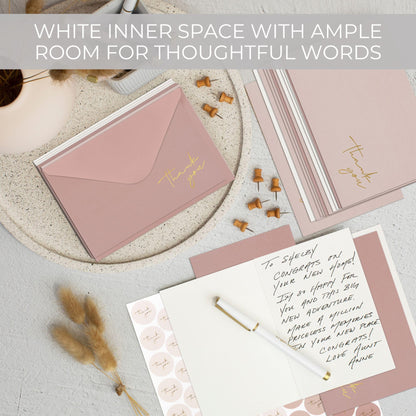 Beautiful Thank You Cards Set of 30 With Envelopes and Stickers - Elegant Blank Cards For Personalized Notes - Perfect Bulk Stationary Set For All Occasions incl. Weddings, Business & Baby Showers