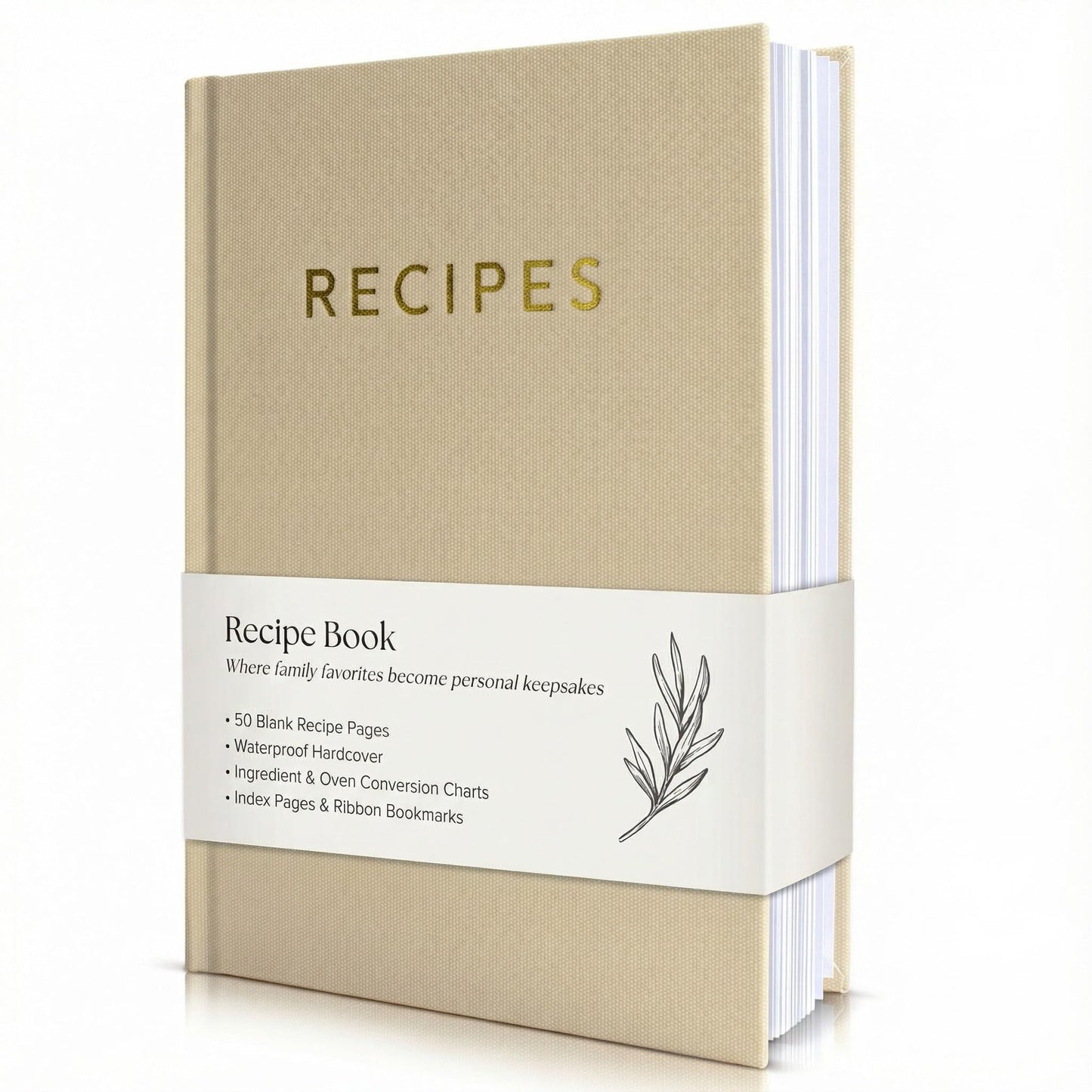 ZICOTO Aesthetic Blank Recipe Book with Waterproof Cover - The Perfect Recipe Notebook To Write In Your Own Recipes - Beautiful Blank Cookbook to Organize Your Recipes
