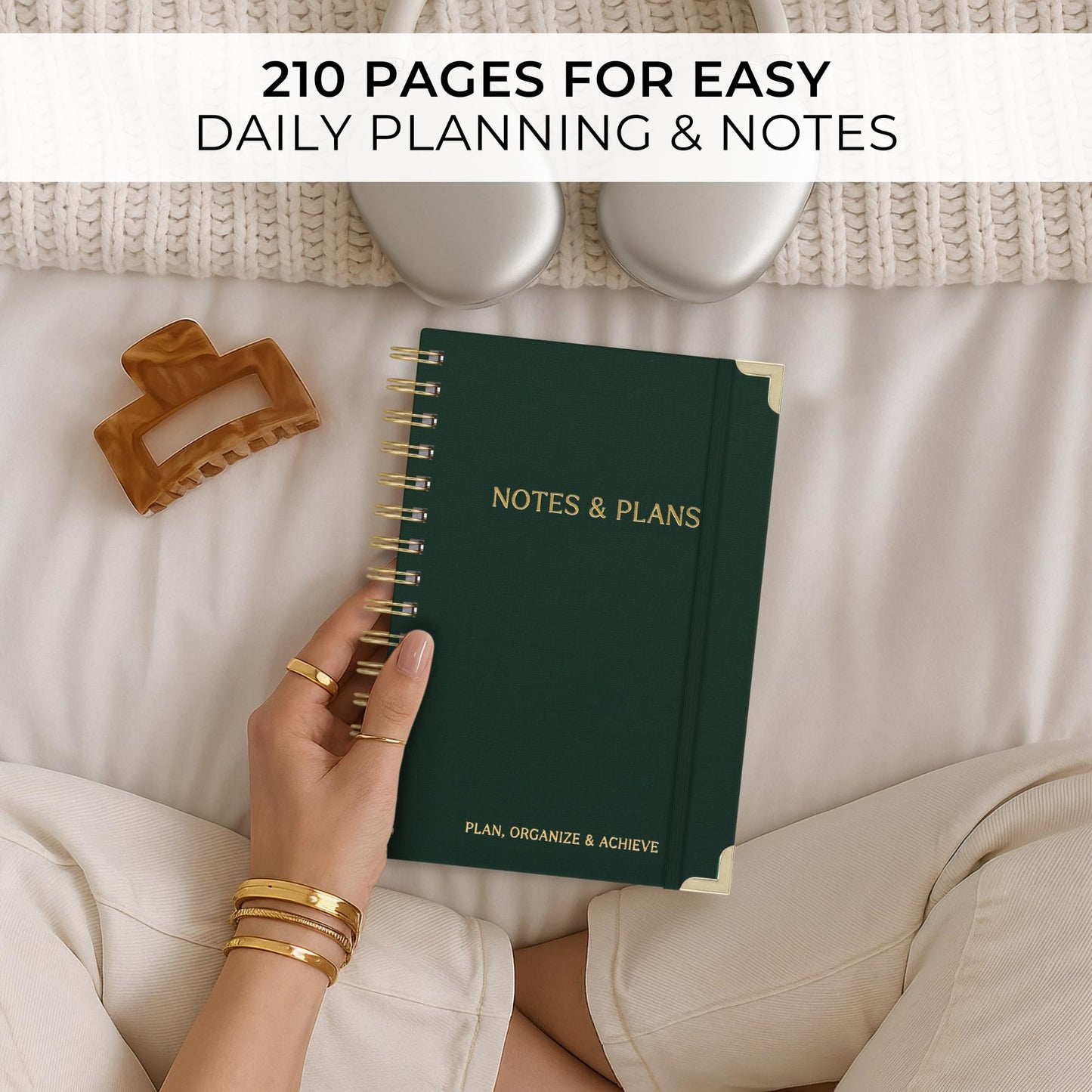 Aesthetic Daily Planner And Notebook With Hourly Schedule - Thick Spiral To do List Notepad to Organize Your Tasks And Appointments - Stylish Book And School Or Office Supplies For Women
